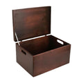 Wooden Storage Box with Lid and Handles - Dark Brown Decorative Organizer