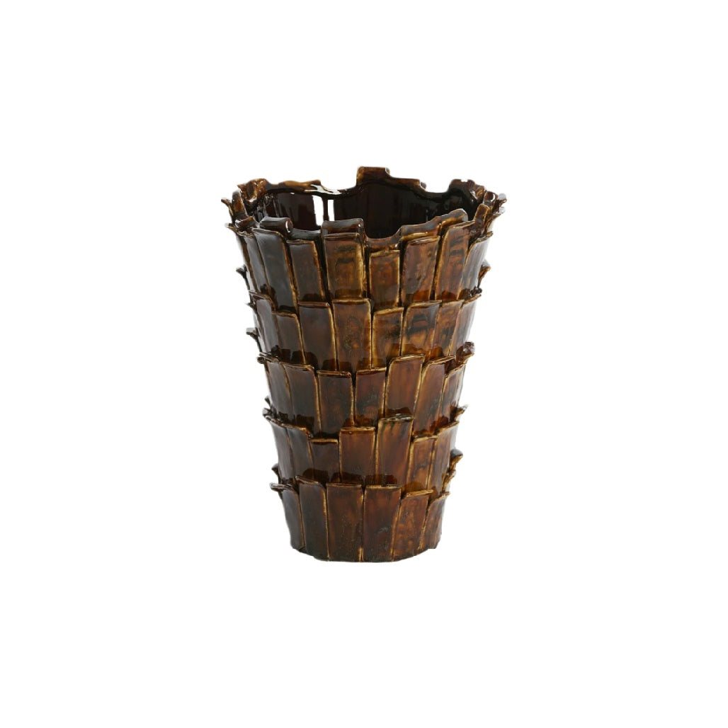 Elegant Handcrafted Bamboo Look Decorative Vase - Rustic Home Décor