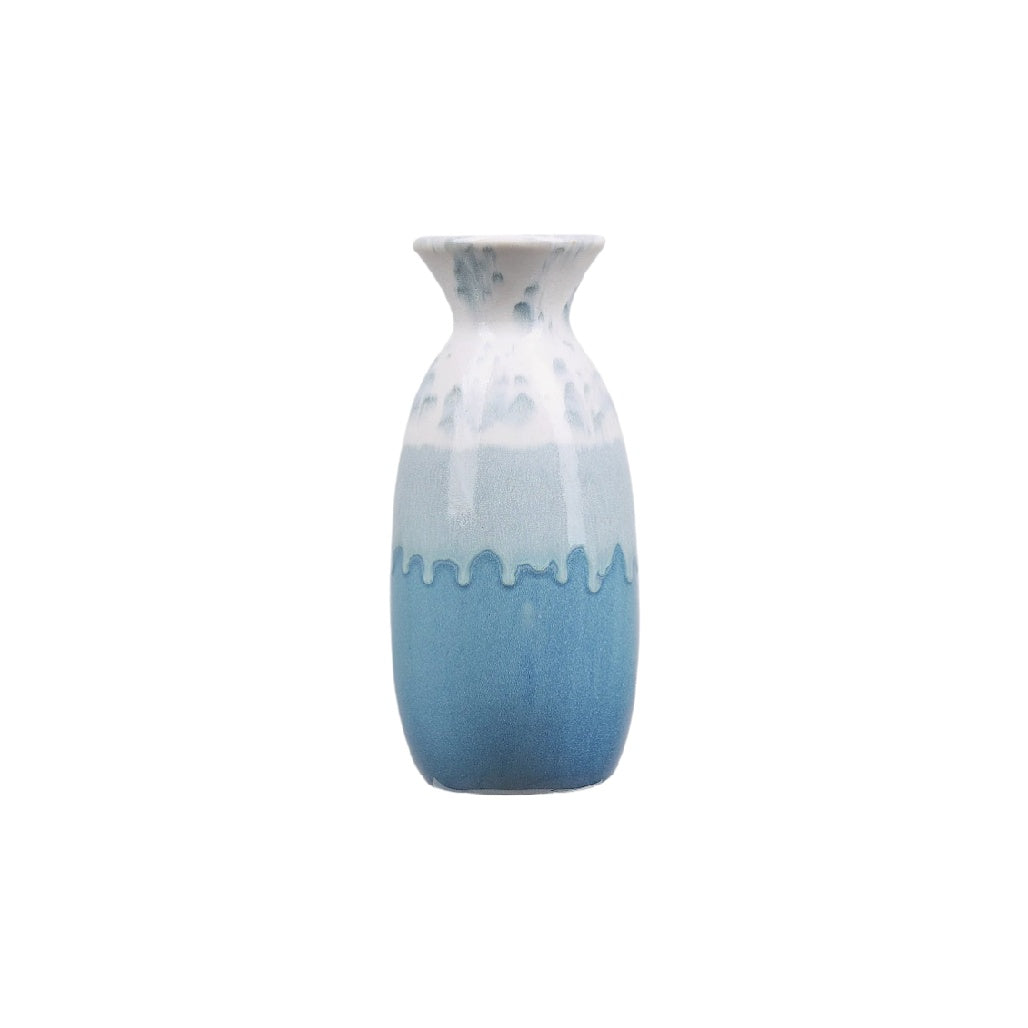 Ceramic Drip Glaze Vase in Blue Gradient – Elegant Home Decor