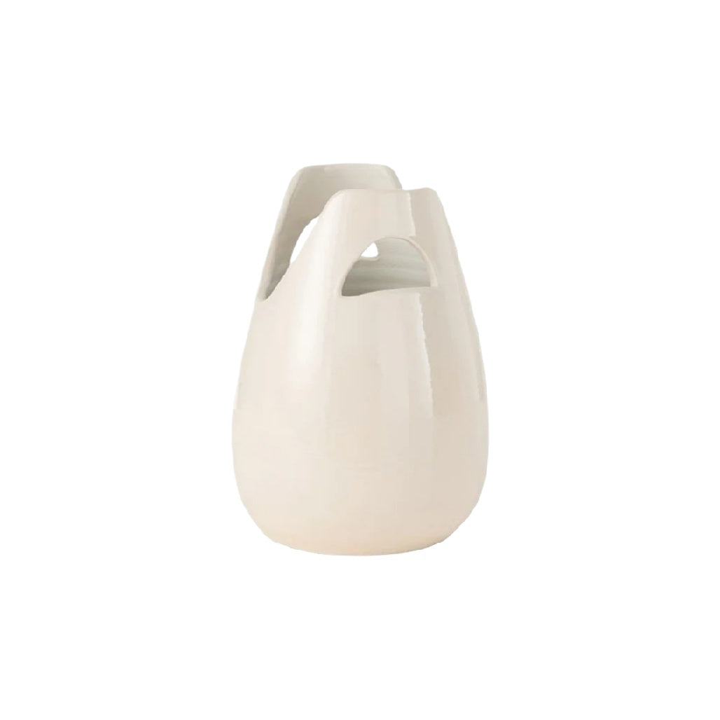 Elegant Modern White Ceramic Vase with Unique Handle Design
