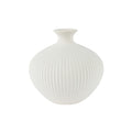 Elegant White Ribbed Ceramic Vase – Modern Home Decor Accent